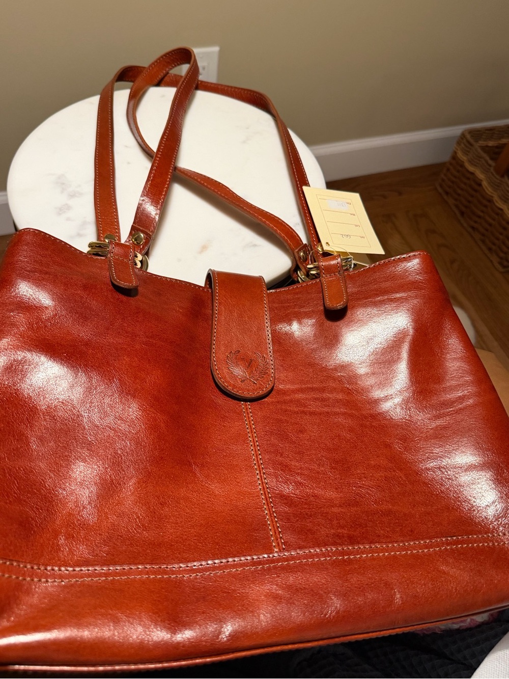 Vittorio Red-Brown Leather Tote Bag